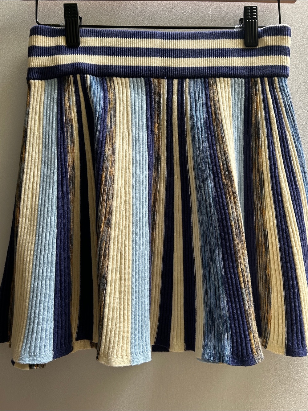 NWT SOLID & STRIPED Ribbed Striped Circle Skirt Navy Cream & Light Blue The Rosi
